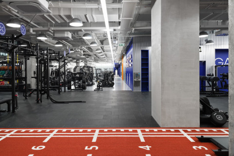 Wide view of locker and changing room architecture at Gate-X Fitness Club