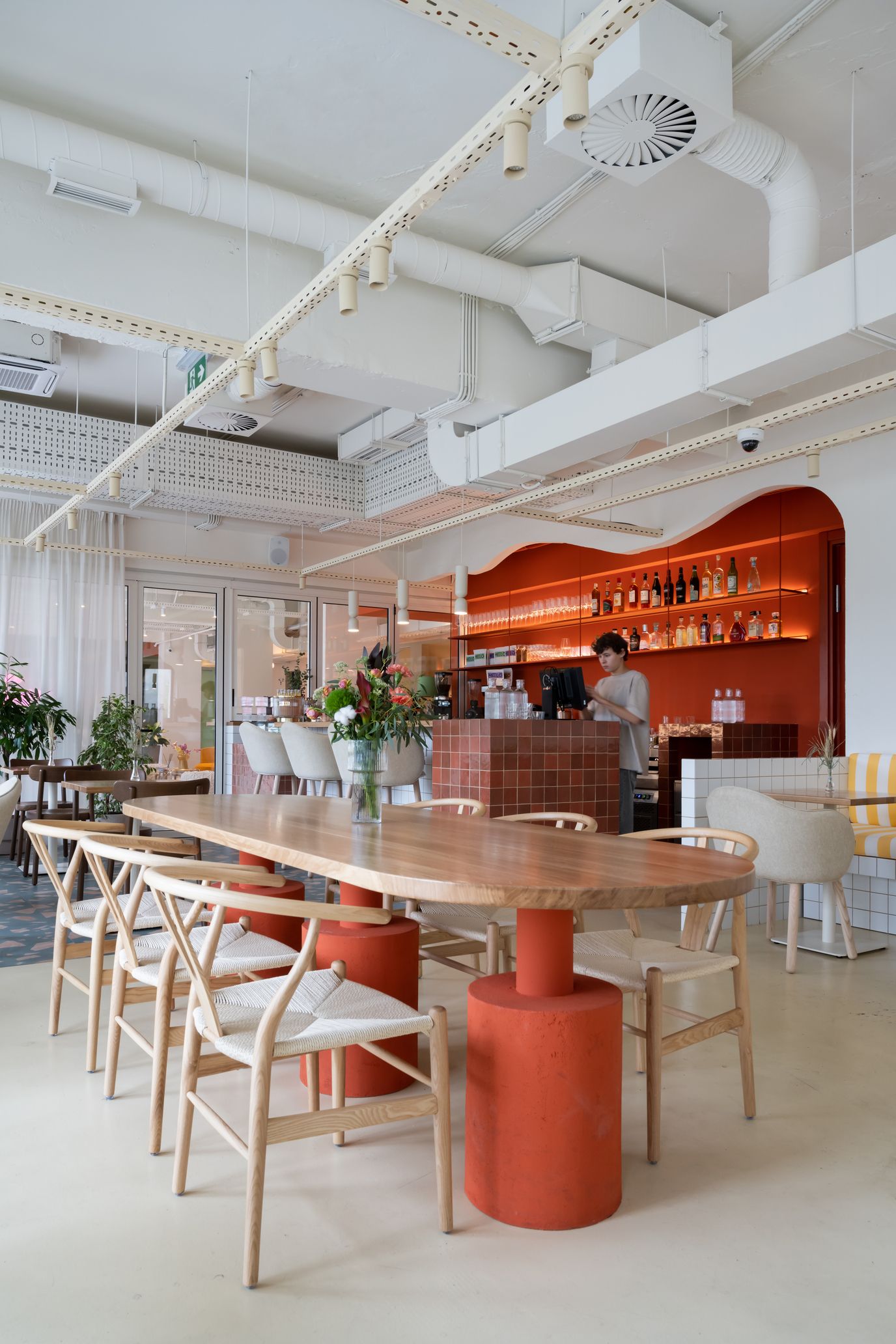 Peers Mediterranean restaurant interior in Belgrade with warm plaster and terracotta details